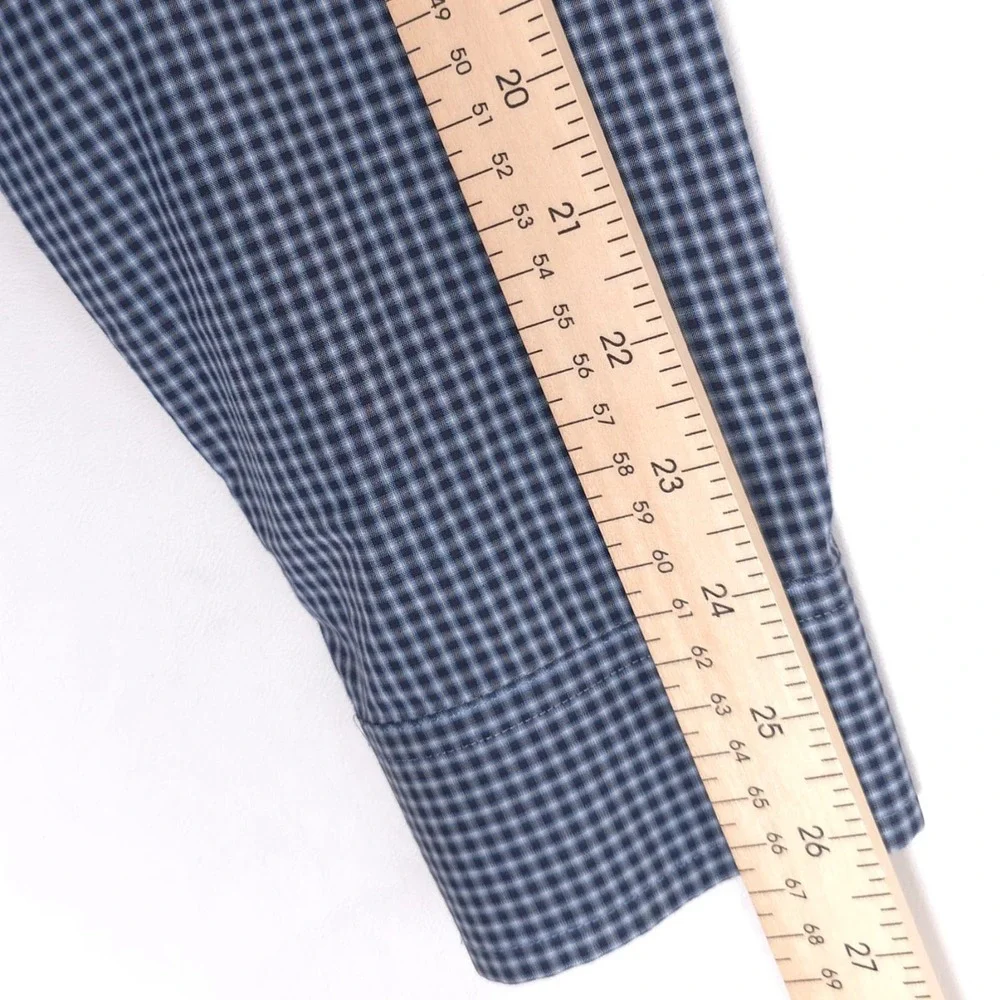 THEORY Men's Blue Micro Check‎ Dress Shirt Cotton Zack PS-Hilton Head LARGE